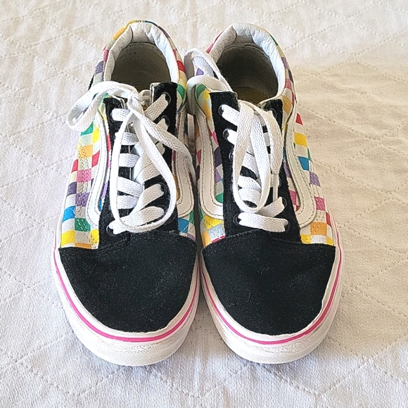 Vans Multi Color Checker Sneakers Sz 3.5 - Picture 1 of 6